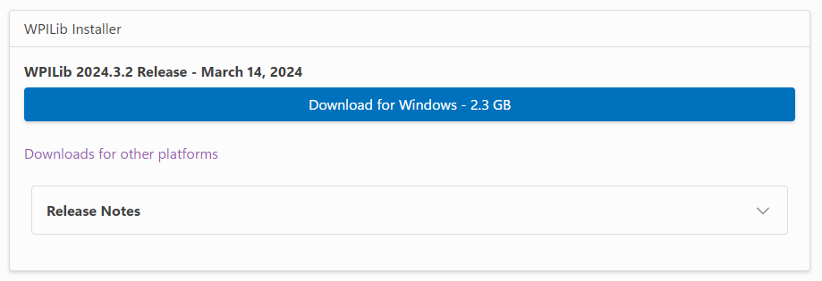 WPILib Install From Docs